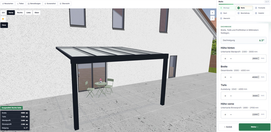 Aluforma 3D-Konfigurator Vorschau